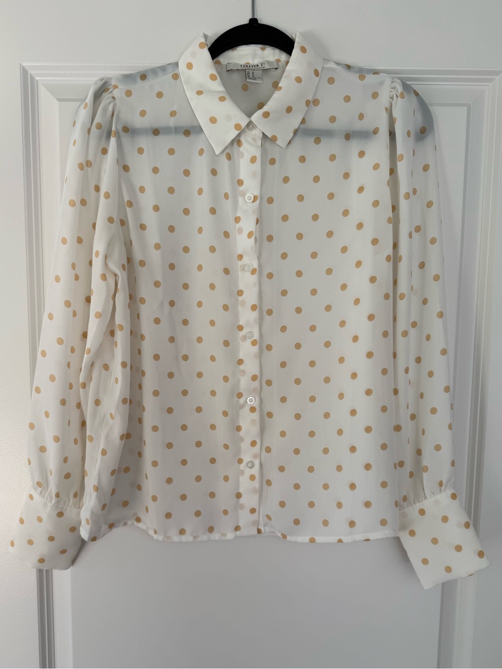 Polka Dot Button-Up Blouse - Lightweight Women’s Top